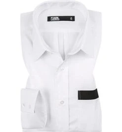 KARL LAGERFELD Hemd 605121/591699/990 Modern Fit, Twill, Weiß-schwarz