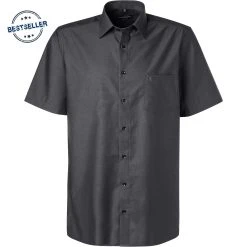Casamoda Hemd 008070/706 Kurzarmhemd, Comfort Fit, Chambray, Anthrazit meliert, Dunkelgrau