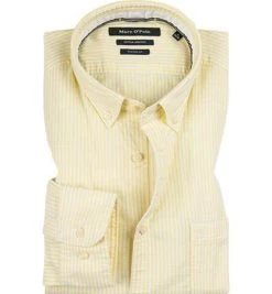 Marc O'Polo Hemd 921 7348 42310/Q25 Shaped Fit, Baumwolle, Gelb-weiß gestreift, Gelb