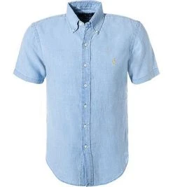 Polo Ralph Lauren kurzarm Hemd 710744918/005 Kurzarmhemd, Slim Fit, Reines Leinen, Hellblau, Blau