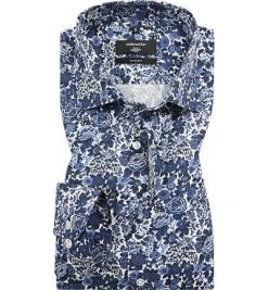 Seidensticker Hemd 1196/17 Modern Fit, Baumwolle, Marineblau-ecru gemustert, Blau