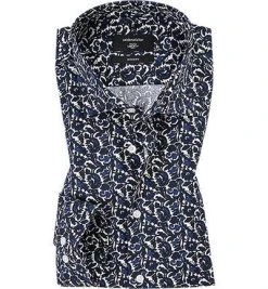 Seidensticker Hemd 119640/19 Modern Fit, Popeline, Blau-weiß gemustert, Blau