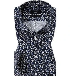 Seidensticker Hemd 663480/19 Slim Fit, Popeline, Blau-weiß gemustert, Blau