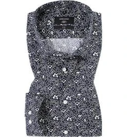 Seidensticker Hemd 663460/19 Slim Fit, Baumwolle, Navy-weiß gemustert, Blau