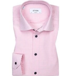 ETON Hemd 2068/00886/51 Super Slim Fit, Popeline, Weiß-rosa kariert, Rosa