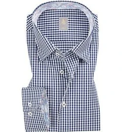 Jacques Britt Hemd Mesina Mix 561030/19 Slim Fit, Baumwolle, Dunkelblau kariert, Dunkelblau
