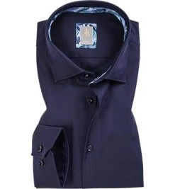 Jacques Britt Hemd Como Mix 561080/19 Slim Fit, Baumwolle, Navy meliert, Dunkelblau