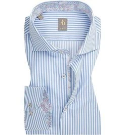 Jacques Britt Hemd Roma Mix 561020/11 Slim Fit, Twill, Hellblau gestreift, Blau