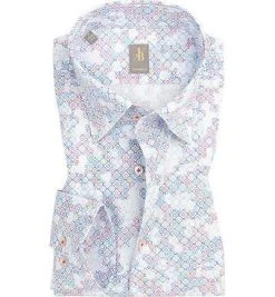 Jacques Britt Hemd Messina 561050/15 Slim Fit, Popeline, Multicolor paisley, Blau