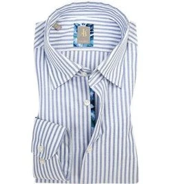 Jacques Britt Hemd Messina Mix 5310/15 Custom Fit, Baumwolle, Blau gestreift, Blau