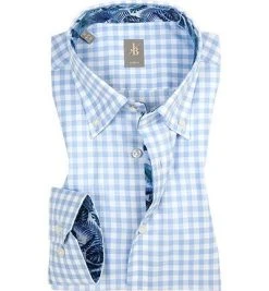 Jacques Britt Hemd Treviso Mix 561100/11 Slim Fit, Baumwolle, Hellblau kariert, Hellblau
