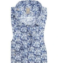 Jacques Britt Hemd Rimini 5510/15 Perfect Fit, Popeline, Blau-weiß gemustert, Blau