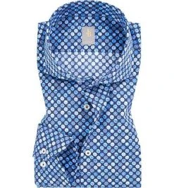 Jacques Britt Hemd Roma 551070/12 Perfect Fit, Popeline, Blau gemustert, Blau