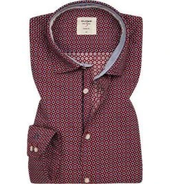 OLYMP Level Five Body Fit 3002/34/35 Hemd, Baumwolle, Bordeaux gemustert, Rot