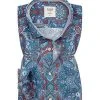 OLYMP Level Five Body Fit 3008/34/35 Hemd, Popeline, Blau-rot paisley, Rot