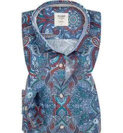 OLYMP Level Five Body Fit 3008/34/35 Hemd, Popeline, Blau-rot paisley, Rot