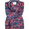 OLYMP Level Five Body Fit 3036/34/35 Hemd, Popeline, Blau-rot gemustert, Rot