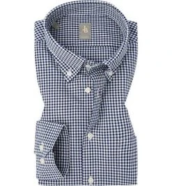 Jacques Britt Hemd Treviso WP 551020/19 Perfect Fit, Oxford, Dunkelblau kariert, Dunkelblau
