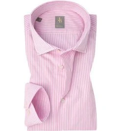 Jacques Britt Hemd Siena 551010/40 Perfect Fit, Oxford, Rosa gestreift, Rosa