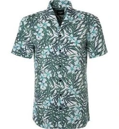 JOOP! Hemd Hannes 30014410/440 Kurzarmhemd, Popeline, Grün gemustert, Grün