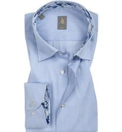 Jacques Britt Hemd Messina Mix 561160/15 Slim Fit, Popeline, Blau gestreift, Blau