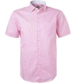 Jacques Britt Hemd Como Mix 531021/40 Kurzarmhemd, Custom Fit, Baumwolle, Pink-weiß gestreift, Rosa