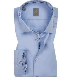 Jacques Britt Hemd Como Mix 531150/11 Custom Fit, Popeline, Hellblau, Blau