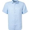 Jacques Britt Hemd Rimini 1/2 551101/10 Kurzarmhemd, Perfect Fit, Reines Leinen, Hellblau, Blau