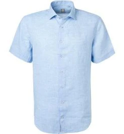 Jacques Britt Hemd Rimini 1/2 551101/10 Kurzarmhemd, Perfect Fit, Reines Leinen, Hellblau, Blau