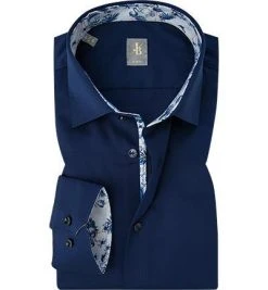 Jacques Britt Hemd Como Mix 561150/18 Slim Fit, Popeline, Dunkelblau