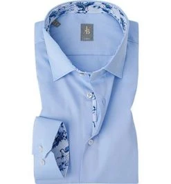 Jacques Britt Hemd Como Mix 561150/11 Slim Fit, Popeline, Hellblau, Blau