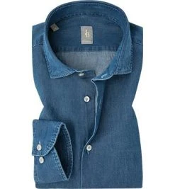 Jacques Britt Hemd Como 551130/15 Perfect Fit, Baumwolle, Mittelblau, Blau