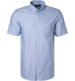 Fred Perry Hemd M3531/146 Kurzarmhemd, Oxford, Bleu, Himmelblau
