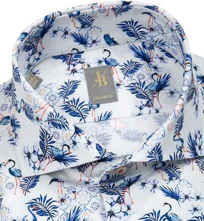 Jacques Britt Hemd Roma 561170/19 Slim Fit, Popeline, Blau-weiß gemustert, Weiß 2 Jacques Britt Hemd Roma 561170/19 Slim Fit, Popeline, Blau-weiß gemustert, Weiß – Bild 2