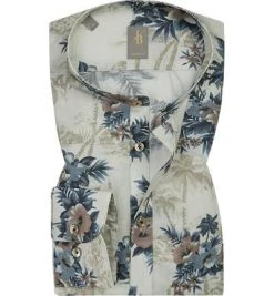 Jacques Britt Hemd Capri 551180/18 Perfect Fit, Baumwolle, Blau-beige gemustert, Blau