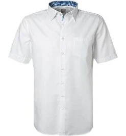 Jacques Britt Hemd Messina Mix 531081/01 Kurzarmhemd, Custom Fit, Baumwolle, Weiß