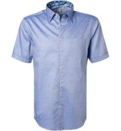 Jacques Britt Hemd Messina Mix 531081/15 Kurzarmhemd, Custom Fit, Baumwolle, Blau