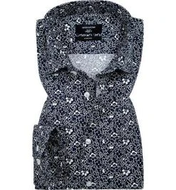 Seidensticker Hemd 319620/19 Comfort Fit, Popeline, Nachtblau gemustert, Blau