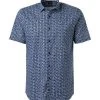 Strellson Hemd Skip 30014461/410 Kurzarmhemd, Slim Fit, Baumwolle, Blau gemustert, Blau