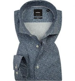 Strellson Hemd Sereno 30014444/401 Slim Fit, Popeline, Blau gemustert, Blau