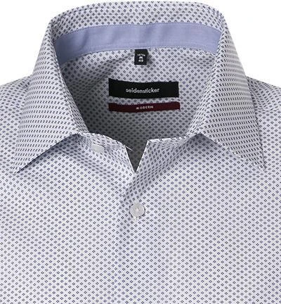 Seidensticker Hemd 119829/13 Kurzarmhemd, Modern Fit, Baumwolle, Weiß gemustert, Blau 2 Seidensticker Hemd 119829/13 Kurzarmhemd, Modern Fit, Baumwolle, Weiß gemustert, Blau – Bild 2