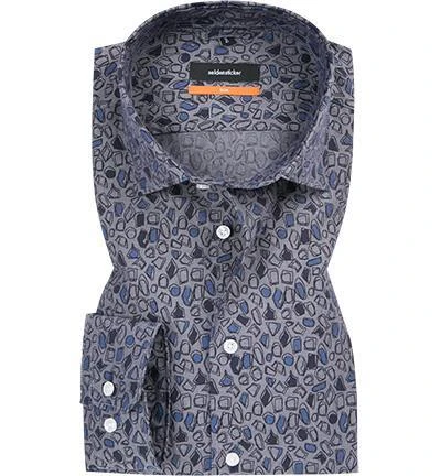 Seidensticker Hemd 6640/19 Slim Fit, Popeline, Grau-blau gemustert, Dunkelblau 1 Seidensticker Hemd 6640/19 Slim Fit, Popeline, Grau-blau gemustert, Dunkelblau