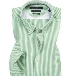 Marc O'Polo Hemd 923 7349 42102/Y47 Shaped Fit, Popeline, Grün gestreift, Grün