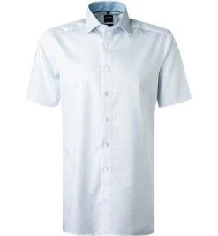 OLYMP Luxor Modern Fit 1234/32/11 Kurzarmhemd, Baumwolle, Bleu-weiß gemustert, Blau