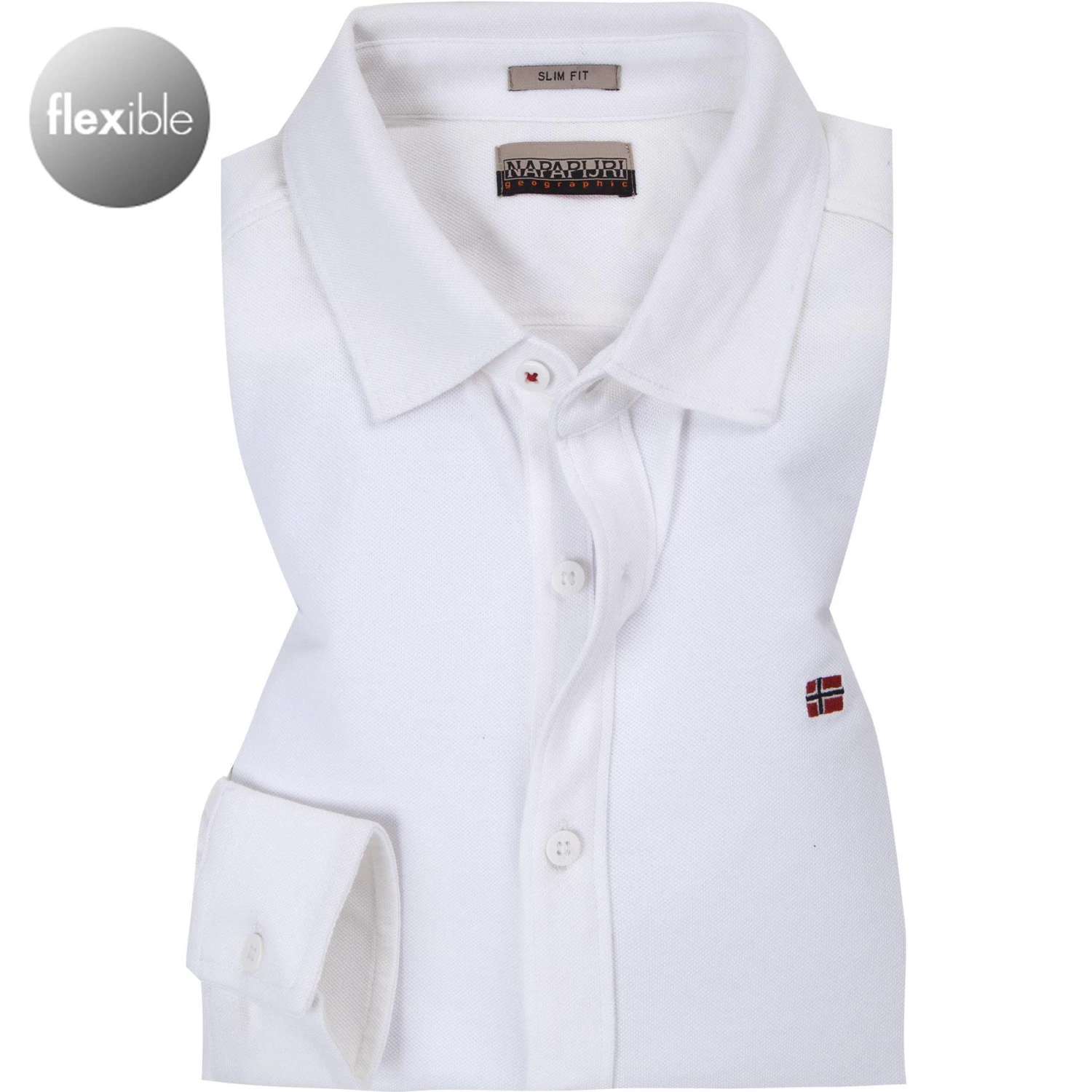 NAPAPIJRI Hemd weiß N0YIMF002 Slim Fit, Baumwoll-Piqué 1 NAPAPIJRI Hemd weiß N0YIMF002 Slim Fit, Baumwoll-Piqué