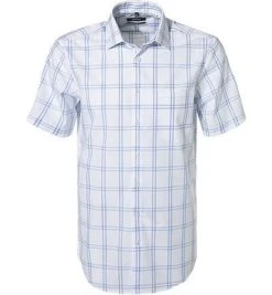 Seidensticker Hemd 119551/11 Kurzarmhemd, Modern Fit, Popeline, Weiß-blau kariert, Blau