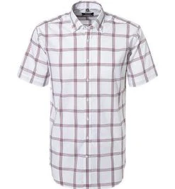 Seidensticker Hemd 190783/47 Kurzarmhemd, Modern Fit, Popeline,weiß-rot kariert, Rot