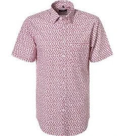 Seidensticker Hemd 119973/47 Kurzarmhemd, Modern Fit, Popeline,weiß-rot gemustert, Rot