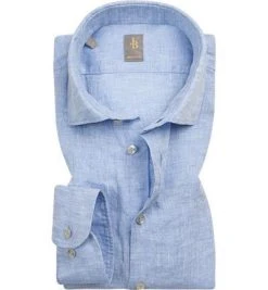Jacques Britt Hemd Rimini 551100/10 Perfect Fit, Reines Leinen, Hellblau