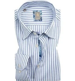 Jacques Britt Hemd Messina Mix 5610/15 Slim Fit, Baumwolle, Weiß-blau gestreift, Blau